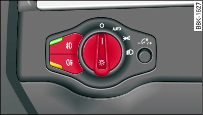 Painel de instrumentos: Interruptor das luzes